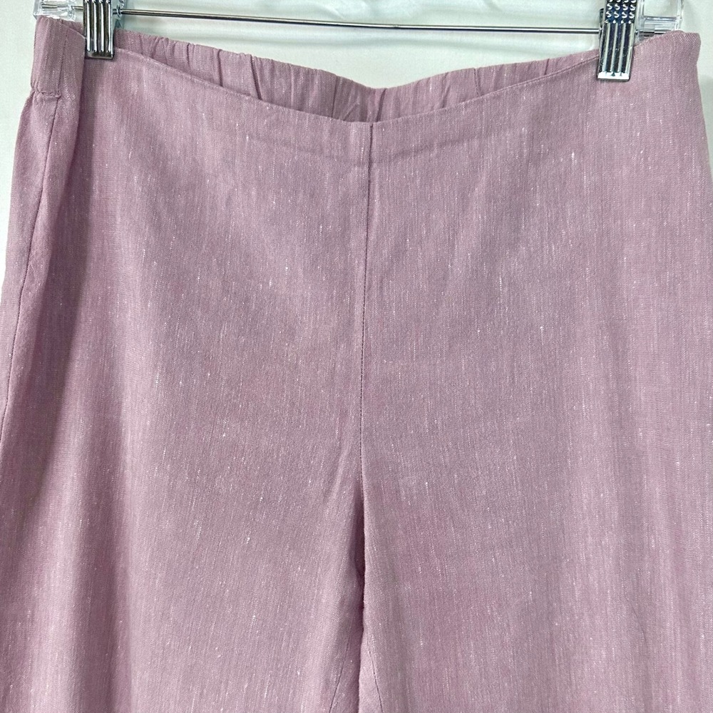 J JILL Linen Pants Women's S Lilac Ankle Buttons Flat Front Side Zip Stretch - Picture 2 of 7